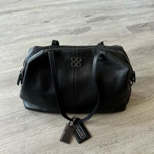 Coach Black Pebbled Leather Shoulder Satchel Purse